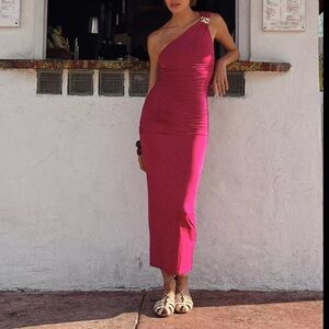 Zara Magenta One-Shoulder Dress
